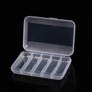 Transparent Plastic Storage Box With 5 Compartments For Earplugs Jewelry Batteries Small Parts Rectangle Shape Cover Design - Product Image 2