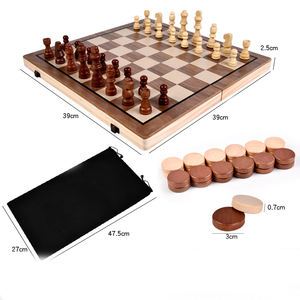 Large 15*15 Inches Wooden <strong>Chess</strong> <strong>Set</strong> with 39 Pieces Portable Folding Magnetic Travel Board Game for Promotional &amp; Business Gifts - Product Image 5