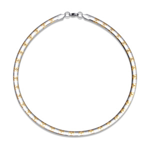Stainless Steel Two Tone <b>Cross</b> Necklace 6MM Clavicle <b>Chain</b> Fashion Minimalist Daily Wear Layered Necklaces - Product Image 1