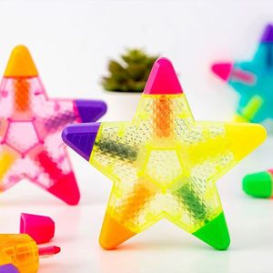 Bán Buôn Sao Năm Cánh Huỳnh Quang Bút Quà Tặng Quảng Cáo Cá Nhân <span class=keywords><strong>Highlighter</strong></span> 5-Màu Đánh Dấu Bút Xiên Bàn Chải Tip Cho Trẻ Em - Product Image 1