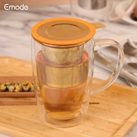 Tasse à thé en verre borosilicate à double paroi avec infuseur, pour une portion individuelle