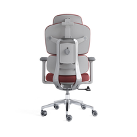 Chaise de bureau en mesh à dossier haut, chaise de bureau informatique avec support lombaire, appui-tête réglable, accoudoirs 6D, chaise de direction pivotante