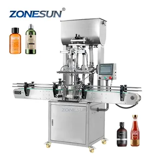 ZONESUN ZS-YT2T-2P 자동 더블 헤드 점성 액체 과립 후추 소스 두꺼운 소스 붙여 넣기 병 붙여 넣기 충전 기계