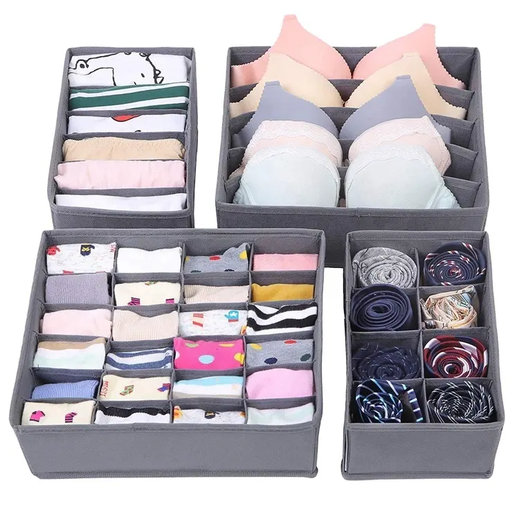 Conjunto de 4 sutiãs dobráveis, conjunto de 4 sutiãs organizador de armazenamento de roupas íntimas de tecido macio