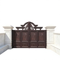 Portail Principal Anti-Escalade en Alliage d'Aluminium Thermolaqué, Double Battant, Style Européen pour Villa, Cour, Jardin, Allée d'Entrée