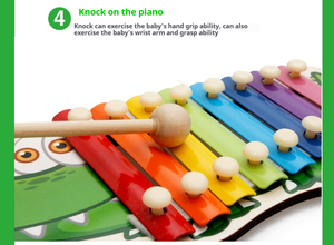 Strumento a percussione a mano per allenamento di musica antica per bambini di <span class=keywords><strong>1</strong></span>-3 anni, xilofono in legno a otto toni, giocattolo educativo per bambini - Product Image 6