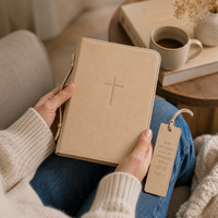 Étui de transport en cuir PU pour Bible avec marque-page, fournitures d'étude biblique, sac de transport