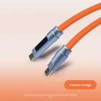 Kabel Data Silikon GL 15cm Power Bank Pendek USB-A/Type-C Braid dengan Layar Digital Real-Time, Pengisian Daya Cepat 240W untuk Ponsel