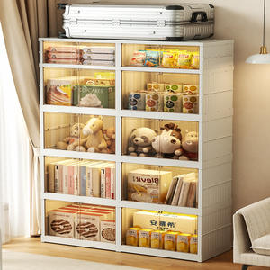 Armario de almacenamiento para el hogar, rectangular, plegable, con ruedas, para juguetes, refrigerios, ropa, organizador de 5 niveles. - Product Image 1