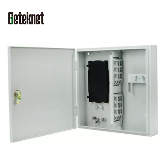 Geteknet OEM ODM FTTH 12 24 36 48 Core Fiber Optic Cable Management Wall Mount Outdoor SMC Metal Electrical Control Box Cabinet