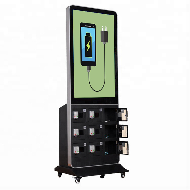 43 Inch Touch Screen Cell Phone Charging Locker Kiosk Keypad Advertisement Digital Signage Display Mobile Phone Charging Kiosk