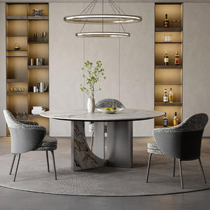 Delifeng Juego de Mesa de Comedor de Alta Gama, Tocadiscos de Losa de <span class=keywords><strong>Roca</strong></span> para Villa, Barra <span class=keywords><strong>Plana</strong></span> Grande para Muebles del Hogar, Nuevo Modelo - Product Image 1