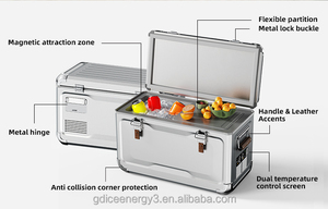 36L Movable Portable Fridge Dual-zone Dual Temperature Control Aluminum 12-240V Metal <b>Refrigerator</b> Car Boat Fridge 12v - Product Image 6