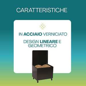 Carro de acero pintado de negro con tapa para leños y pellets de chimenea, 504055 cm - Product Image 3