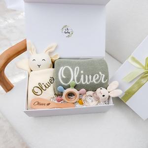 Kaiyue 100% katun rajut selimut bedong baru lahir menerima selimut bayi sendawa Set hadiah pribadi kotak hadiah mandi bayi - Product Image 4