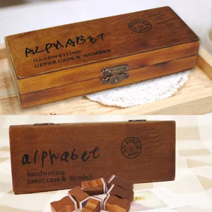 Ensemble de timbres Alphabet en bois massif-Timbres de <span class=keywords><strong>machine</strong></span> <span class=keywords><strong>à</strong></span> <span class=keywords><strong>écrire</strong></span> en bois rétro pour journal bricolage et ornement de collection de papeterie créative - Product Image 2