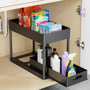 2 Tier Sliding Cabinet Basket Pull Out Cabinet Organizer Kitchen Under Sink Organizer With Drawer