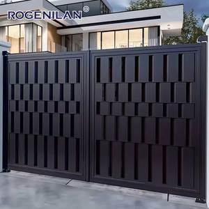 Système de sécurité intelligent électrique en aluminium avec revêtement en poudre Rogenilan, portail extérieur, ouverture de la cour, portail <span class=keywords><strong>sans</strong></span> <span class=keywords><strong>rail</strong></span>, clôture - Product Image 1