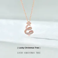 S925 Sterling Silver Fine Pendentif Collier Exquis Forêt Style Lucky Star Arbre De Noël Frais À La Mode Ins Style Zircon