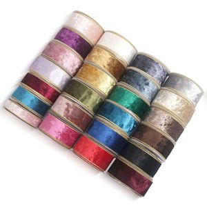 Pita Beludru Poliester Mewah Bermotif Bunga Lebar 40mm 1.5 Inci dengan Tepi Kawat Besi Emas untuk Dekorasi Pohon Natal dan Bahan Pembuatan Pita - Product Image 6