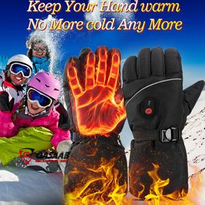 Gants de ski chauffants imperméables et rechargeables Gants de sports d'hiver électriques Anti-Skip Écran tactile Cuir isolé Travail en plein air - Product Image 6
