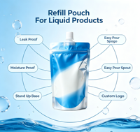 Pochette souple personnalisée avec bec verseur, en PE de qualité alimentaire, réutilisable, étanche à l'humidité, pour savon liquide, gel hydroalcoolique, shampoing, emballage de stockage