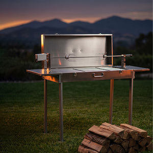 Barbecue extérieur en acier inoxydable avec rôtissoire, style chypriote, foyer et couvercle, pour parrilla sud-américaine - Product Image 3