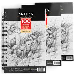 Paquete de 3 Blocs de Dibujo con Cubierta de Cuero Encuadernados Perfectamente, Papel de Dibujo Resistente, Libre de Ácido, para Acuarelas - Product Image 4