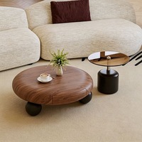 Table basse ronde en bois de luxe moderne pour salon avec tiroirs, meubles pour la maison, verre italien vintage, design décoratif unique