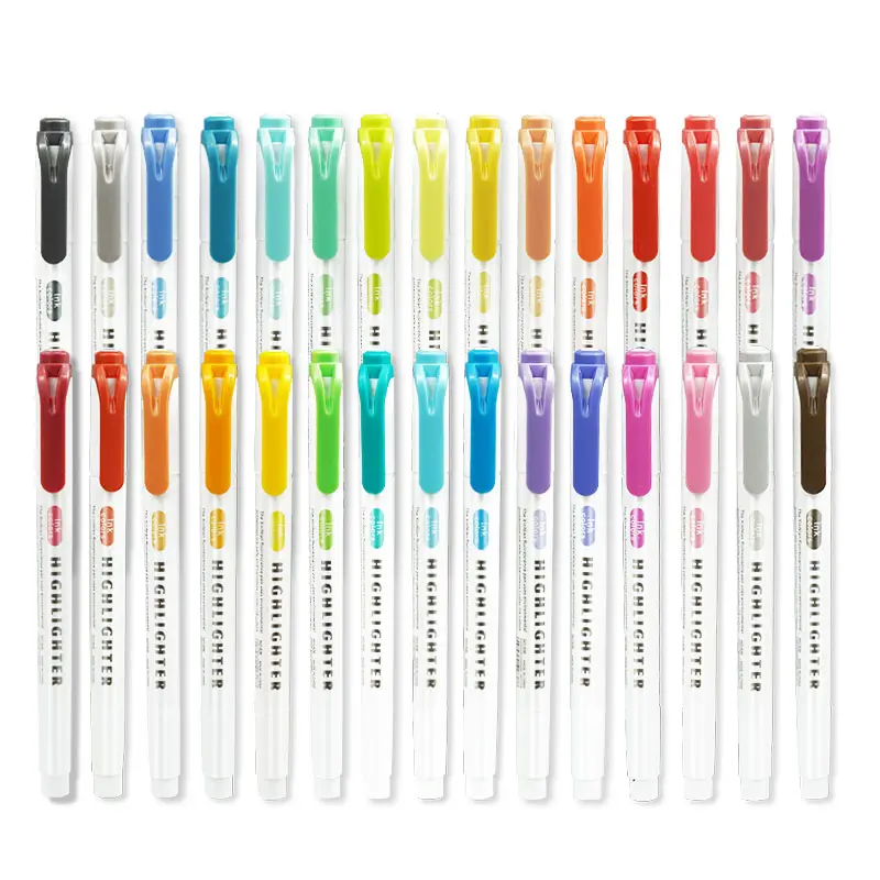 Nouvel An Surligneur Stylo Papeterie Double Tête Fluorescent marqueur Stylo 30 Couleurs Marque Stylo Mignon Surligneur