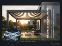 Pergola à lames orientables pour jardin avec capteur de pluie, toit en aluminium imperméable pour potager