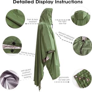 Poncho de pluie imperméable magnifique, vert, léger, à capuche, unisexe, pour le camping, la randonnée et les activités de plein air - Product Image 4