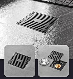 Phòng tắm hiện đại vòi hoa sen Brass Quảng trường cống sàn màu đen tuyến tính cống sàn chống mùi cống sàn - Product Image 2
