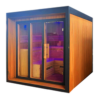Sauna élégant ENJOY pour 4 à 6 personnes, couleur bois, cèdre rouge, 6000W, certifié CE, toit incliné, lucarne, infrarouge lointain électrique, oxygène