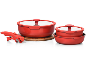 Ensemble de 6 ustensiles de cuisine en aluminium moulé sous pression, antiadhésifs, résistants au four, avec poignée <span class=keywords><strong>amovible</strong></span> - Product Image 3