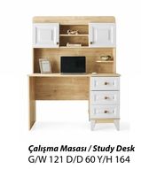 Bureau d'étude pour enfants ALVIS en chêne et blanc, table d'étude en bois pour enfants