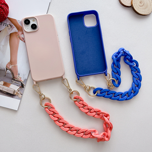 New trường hợp điện thoại di động Matte Acrylic dây đeo cho iPhone 13 14 15 16 Pro trường hợp điện thoại với Acrylic chuỗi handyband, dây đeo cổ tay chuỗi - Product Image 5