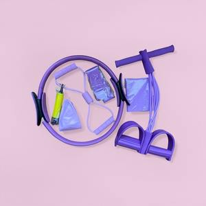 Ensemble de fitness Pilates avec anneaux, bandes de résistance, ballon de yoga et accessoires, équipement d'exercice portable pour les entraînements à domicile - Product Image 2