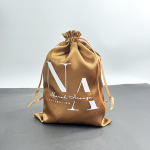 Bolsa de satén plateada con cordón, personalizada al por mayor, para empaque de pelucas. - Product Image 2