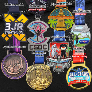 Medallas Deportivas de Metal <span class=keywords><strong>a</strong></span> <span class=keywords><strong>Precio</strong></span> de Fábrica, Logotipo Personalizado, Letra Chapada en Oro, Aleación de Zinc Esmaltada, Medallas de Karate de una Sola Cara - Product Image 6