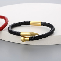 Bracelet Homme de Luxe en Cuir Véritable Tressé, Fermoir Magnétique en Acier Inoxydable, Bijou Chaîne Tressée pour Homme