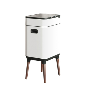 9L+9L Stainless Steel Sensor Trash Bin Wooden Leg Rubbish Bin 2 in 1 Garbage Can