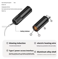 Briquet miniature de type C, briquet coupe-vent, allumeur de fumée extérieur, adaptateur USB-C, adaptateur de sécurité