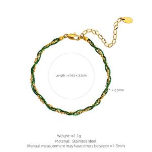 Custom Anti Tarnish Waterproof Luxury Stainless Steel Wholesale 14k 18k <b>Gold</b> Plated Colorful String Thread <b>Bracelet</b> <b>for</b> <b>Women</b> - Product Image 6