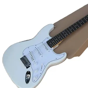 Gülağacı boyun 3 S manyetikler ile fabrika özel beyaz elektro gitar büyük mesnetli 3 vidalar plaka