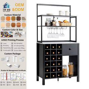 Estante de vino de madera de 4 niveles, estante para panaderos, soporte de vidrio, aparador, gabinete de vino para Buffet, 1 cajón, contenedor de almacenamiento de alimentos de pie - Product Image 1