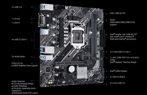 For ASUS B460M-K 10th Gen Computer Motherboard Support Intel I7/I5/I3 LGA1200 with M.<strong>2</strong> 64GB RAM Double DDR4 Intel B460 for PC - Product Image 6
