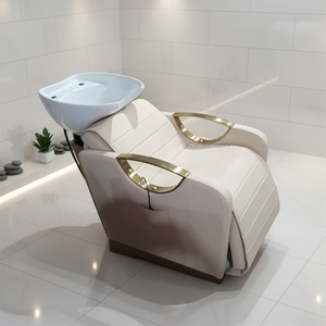 Moderna y Sencilla Estación de Lavado de <span class=keywords><strong>Cabello</strong></span> Reclinable <span class=keywords><strong>para</strong></span> Peluquería y Salón de Belleza, <span class=keywords><strong>Silla</strong></span> de Champú con Lavabo de Cerámica - Product Image 1