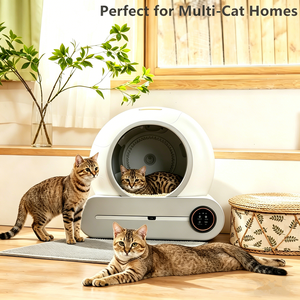 Caja de arena inteligente para gatos, redonda, de plástico, 100L, con monitorización inteligente para gatos - Product Image 2