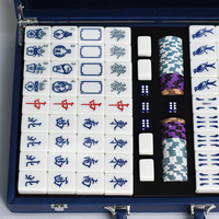 Jeu de Mahjong de Singapour 156 tuiles 42mm en porcelaine bleue et blanche avec tuiles animales et tuile Joker pour la maison, les fêtes, les voyages, ou comme cadeau